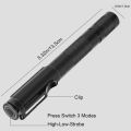 J-905 Zoomable Rechargeable Black Color Penlight Torch Metal Body With Type-C Charging Cable. 