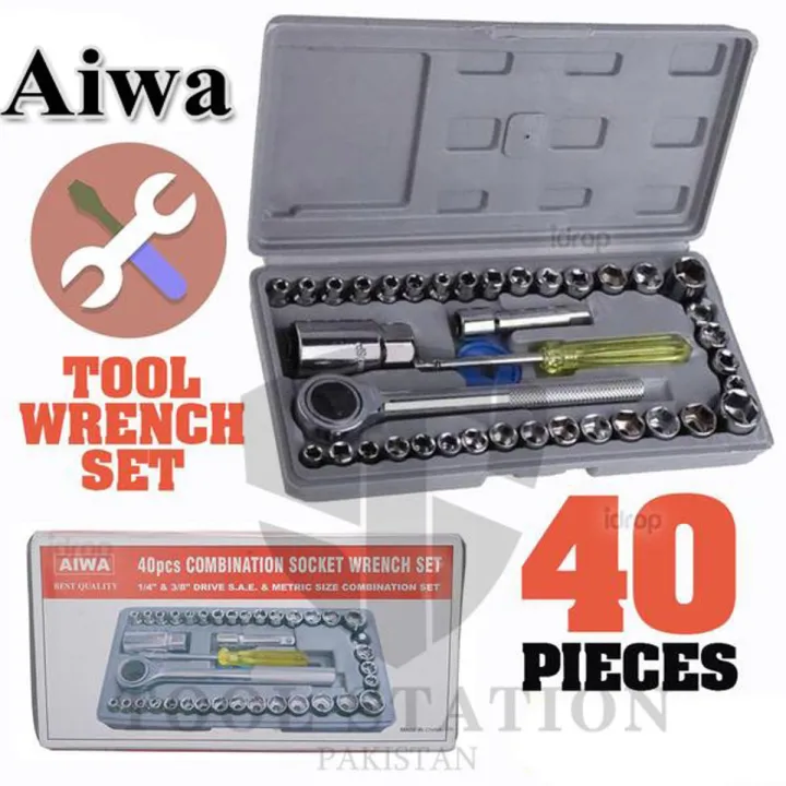 Original Aiwa 40 Piece Toolkit Combination Socket Ratchet Wrench Set ...