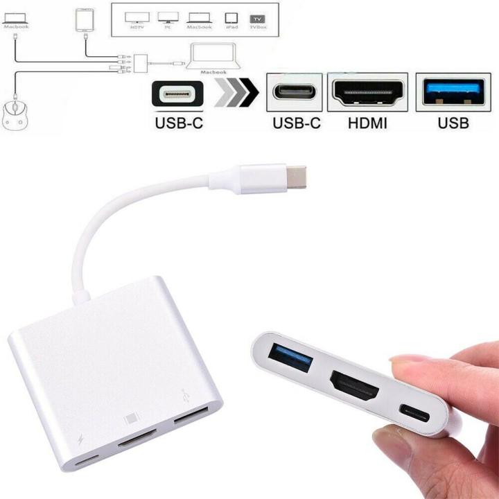 New Type C USB 3.1 to USB-C 4K HDMI USB 3.0 Adapter 3 in 1 Hub For Note books