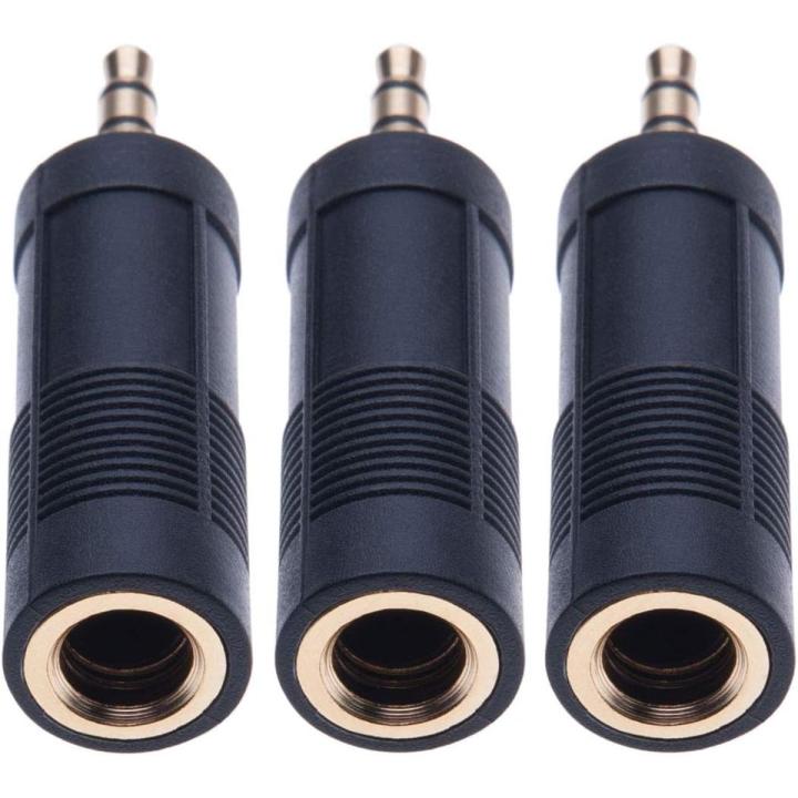 Jack Plug Adapter 3.5 mm Headphone Jack to Jack 6.35 mm Connector Female AUX Cable Converter Coupling Compatible with îPhòné, MP3, Laptop, Sámsùng Gáláxy S8, Hùáwei, OnePlus (Pack of 3)