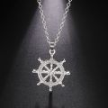 Fishhook Ship Boat Rudder Necklace Sail Pirate Explore Chain Steering Wheel Gift For Man Woman Kid Boy Crystal Zircon Jewelry. 