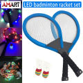 Family Entertainment Outdoor Night Light Training LED Badminton Racket Sets Sport. 