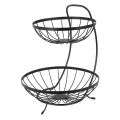 Superior Two and Three-Tier Kitchen Organizer with Fruit Basket, Vegetable Stand, and Fruit and Vegetable Bowl for Storage Fruit Storage: Black Iron Stand with Kitchen Counter Rack. 