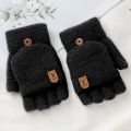 Winter Knitted Fingerless Gloves Thermal Insulation Warm Convertible Mittens Cover For Men Women Gloves Mitten. 