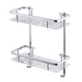 2 Layer Aluminium Bathroom Square Corner Shelf - Silver. 
