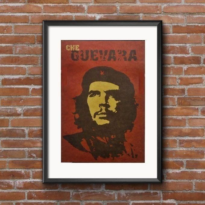 Techmanistan Che Guevara Portrait Block Mounted Retro Poster on Kraft Paper
