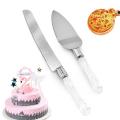 Hot Selling Stainless Steel Knife Acrylic Clear Handle Cake Knife Set of 2 Personalized Scoop Serving Set Birthday Gift Party Accessories Decorating Tools. 