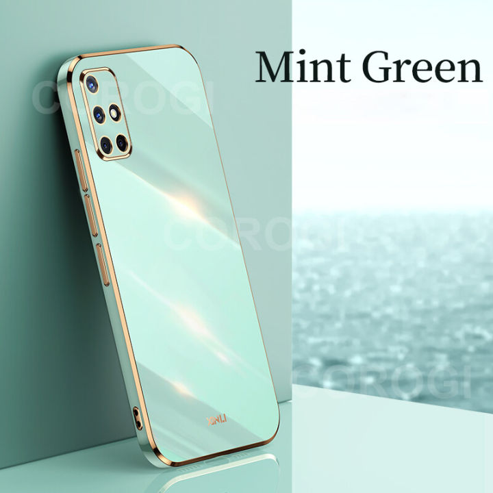 For Samsung Galaxy A51 Cover Fashion Shiny Plating Square Bumper Slim Phone Case Soft TPU Silicone Shockproof Protective Back Cover