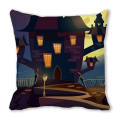 Happy Halloween Watercolor Castle Devil Crypto Peach Skin Home Decor Sofa Cushion Cover Throw Pillow ZT374. 