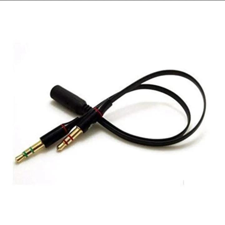 Headphone 3.5mm Splitter Mic Cable for Computer, Headset 3.5mm Female to 2 Dual Male Microphone Audio Stereo Jack Earphones Port Connector to Gaming Speaker PC Adapter