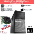 DELL OptiPlex 9010 Mini Tower Professional PC - Intel® Core™ i5 3rd Gen Processpor -  4 GB DDR3 RAM - 500 GB HDD + 128GB SSD - GeForce GT 730 1GB Graphic Card - Windows 10. 