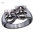 Tragedy Comedy Theater Mask Ring Smile Cry Face Wide Statement Ring Jewelry Fashion ​Stackable Finger Ring ​Bands. 