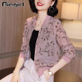 Bingirl Women Coat Patchwork Round Neck Long Sleeve Zipper Jackets Fashion Printed Sun Protection Clothes. 