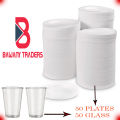 DISPOSABLE GLASS AND DISPOSABLE PLATES 50 PCS EACH BUNDLE OFFER - COMBO. 