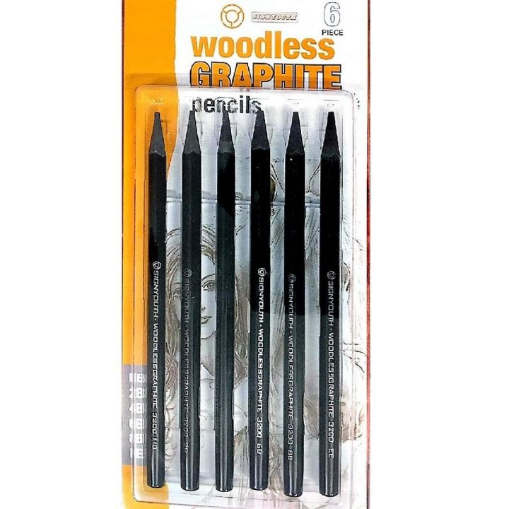 Signyouth Set Of 6Pcs Woodless Graphite Pencils One Each Of Hb, 2B, 4B, 6B, 8B, Ee For Artistic Sketching And Portrait Making