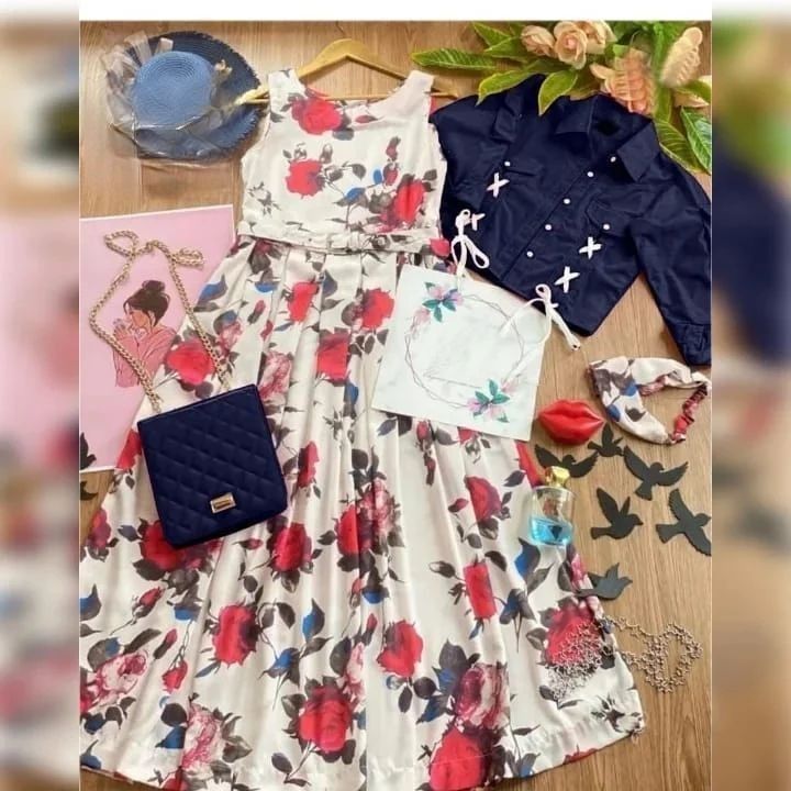 Buy long frock with denim jacket Best Sale