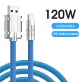 120W 6A Liquids Silicone Super Fast Charge USB Cable With LED Light Type-C & Micro USB For Xiaomi Huawei Samsung Vivo 1M. 