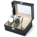 3/6 Grid Faux Leather Watch Box Unisex Display Storage Organizer Watches Case PU Leather 3 Grid Watch Box Holder Organizer Storage Box for Watches, Necklace, Bracelets. 