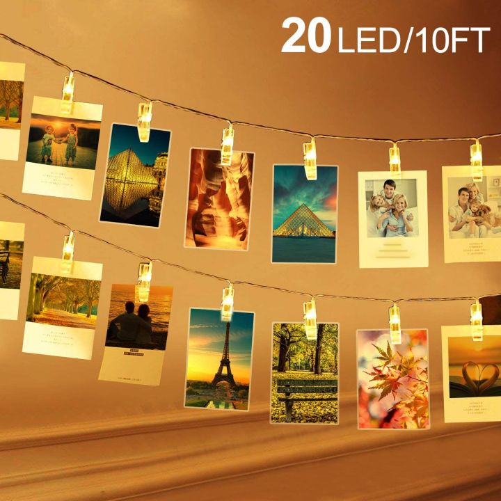 LED Photo Clip String Lights 20 Clips 5 meter AAA Battery and Warm White LEDs Fairy Twinkle Light with Clips for Hanging Photos Pictures Cards & Artwork, for Bedroom Home Decoration