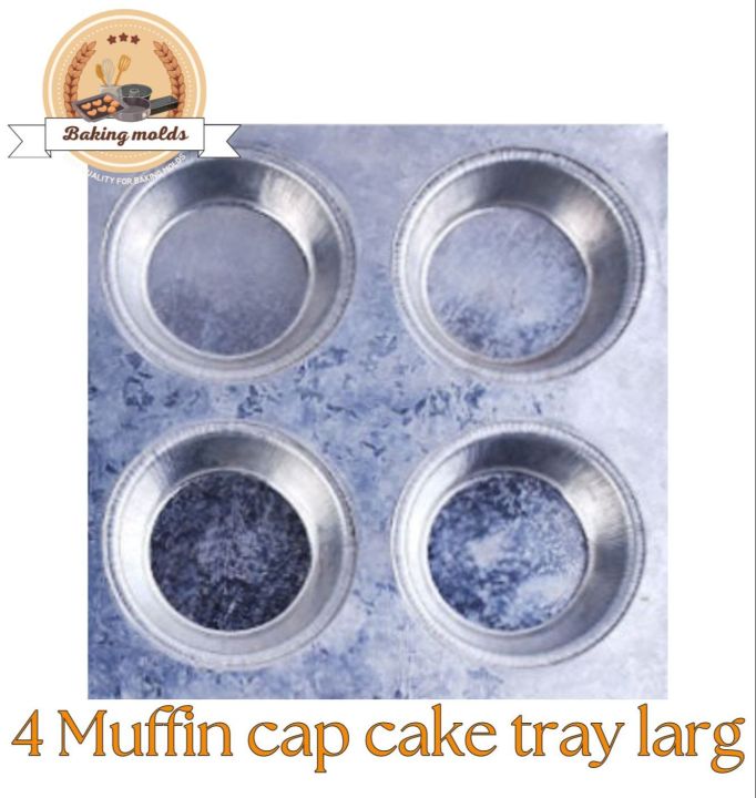 Cupcake Muffin Baking Tray Iron 4 Cavity 4-Cavity Iron Baking Tray for Cupcakes and Muffins  Strong for Easy Baking