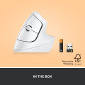 Logitech Lift Vertical Ergonomic Wireless Mouse White. 