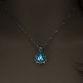 Luminous Glowing In The Dark Moon Lotus Flower Shaped Pendant Necklace For Women Yoga Prayer Buddhism Jewelry Cuilei. 