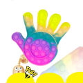 Push Pop Bubble Fidget Spinner Pop It Silicone Toy - 6 inches - Rainbow Hand High Five. 