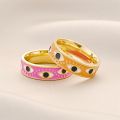 SSR031 Ladies 6mm Turkish Evil Eye Ring for Women Men Cute Gold Plated Rings Trendy Dainty Finger Jewelry Gifts. 