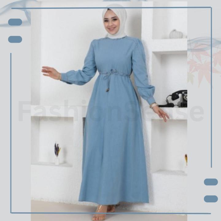 FashionSense Light Blue Hijab Abaya For Women