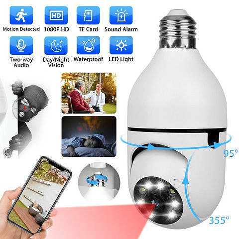 V380 PRO Q16S Bulb Camera HD 1080P Smart CCTV Camera Bulb Can Be Rotated 360° Indoor And Outdoor Waterproof Night Vision Two-way Audio Wireless Wifi Camera Connected To Mobile Phone Remote Monitoring Camera