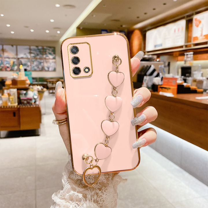 LECOMES%20for%20OPPO%20A95/OPPO%20F19%20Back%20Cover%20with%20Love%20Heart%20Bracelet%20Luxury%206D%20Plating%20Frame%20Shiny%20Bling%20Camera%20Lens%20Protection%20Soft%20Silicone%20Phone%20Case%20Pouch%20for%20Girls%20Boys%20-%20Image%205