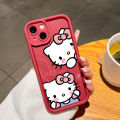 Hontinga for Vivo Y28 4G Back Cover Cute Shy Hello Kitty Pattern Ladder Soft Camera Protection Rubber Phone Case for Girls. 