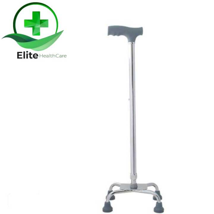 Imported Durable Four Leg Walking Stick Cane Quadripod Height Adjustable  for Patients & Old Elderly People