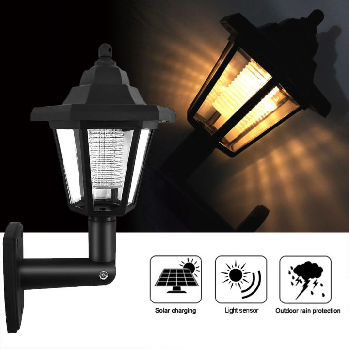 【802e9a44】1Pc Solar Panel Sensor Wall Light Hexagon Lamp Path Way Garden