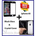 Iphone 6S Full Screen 3D Black Complete Tempered Glass Protector +  Crystal Clear Transparent  Back Cover. 