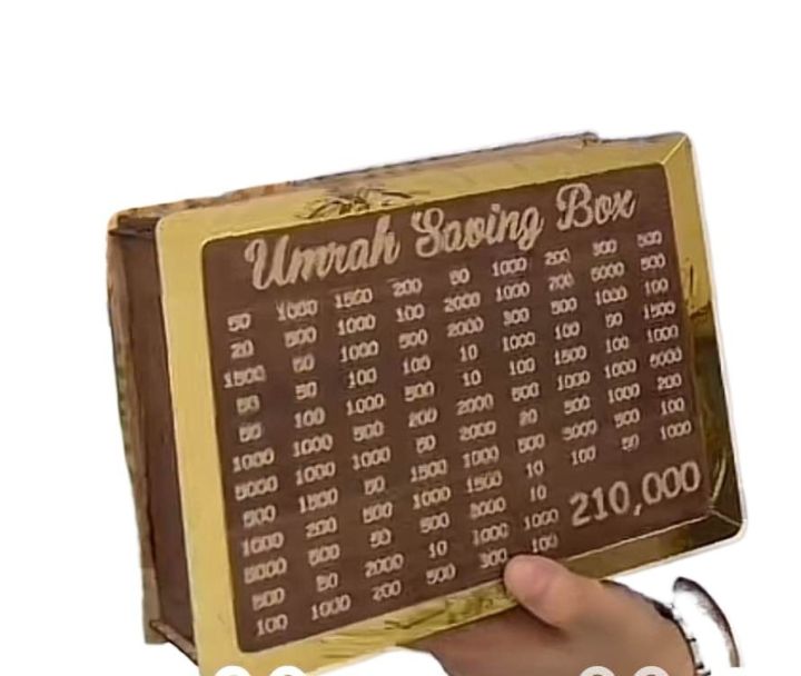 Umrah Saving Box – Wooden 280-Day Islamic Money Jar for Hajj & Umrah ...