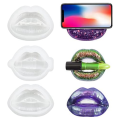 3 Piece Lips Resin Mold 3D Phone Holder Phone Stand Molds Resin Art Molds Ornament Silicone UV Epoxy Casting Molds A. 
