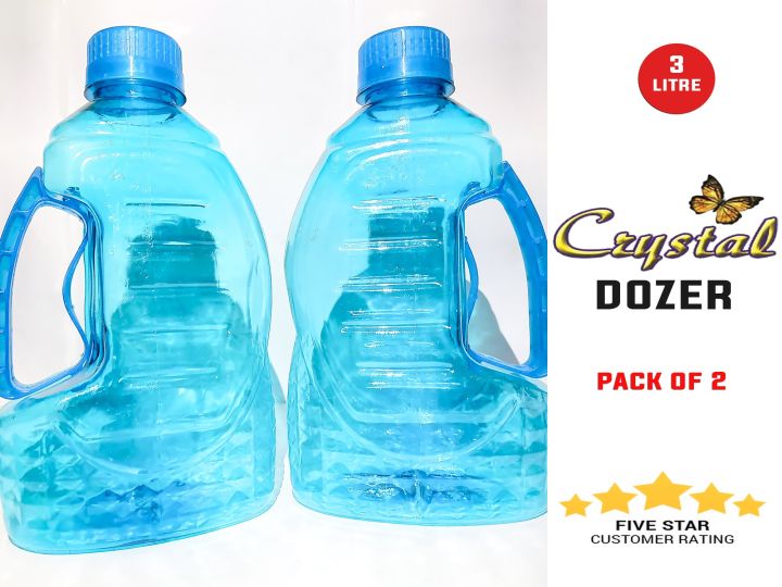 Pack of 2 Water Bottle High Quality Plastic Gallon Water Bottle For Fridge ,Daily Used Transparent Fridge Water Bottles with Handle Smart Water Bottle BPA Free Plastic  for School College University Office Sports-Gym-Travel,Water Bottle