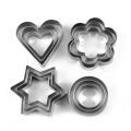 Pack of 4 / 6 / 12 Pcs - Cookie Cutter Mould Pastry Fruit Egg Cake Cutters Biscuit Biscuit Cookies Mold Stainless Steel Heart Star Circle Flower Shaped Moulds - Kitchen Utensils Baking & Cooking Tools Gadgets and Accessories. 