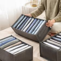 6-9 Pockets  Wardrobe Jeans Organizer, Jeans Compartment Storage Box, Clothes Drawer Mesh Separation Box, Portable Foldable Closet -- The Flex. 