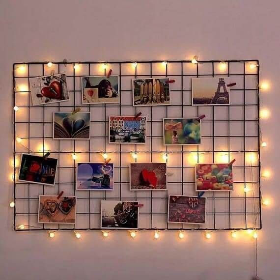 Metal Mesh Grid Panel Photo Wall Decor Art Display | Daraz.pk