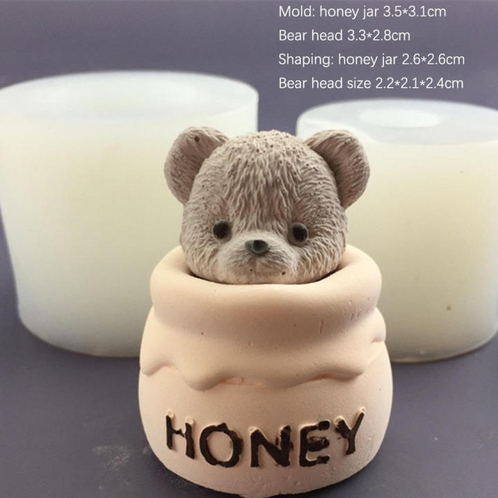 Bear-shaped Mold Versatile 3D Silicone Teddy bear mold Pink /gray/ translucent Silicone mold for Home baking DIY crafts Party decorations Cake making Candle making