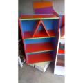multi color book shelf for school class. 
