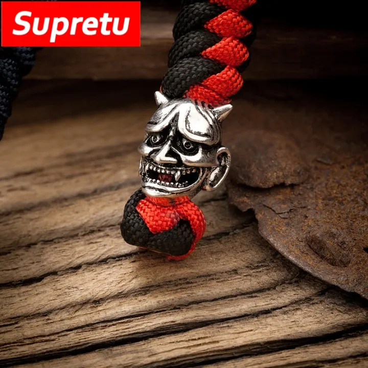 Supretu%20Retro%20Noh%20mask%20Men%20Keychain%20Bag%20Knife%20Pendant%20Women%20Car%20Keyring%20Women%20Navy%20Survival%20Rope%20Japanese%20demon%20Handmade%20Jewelry%20-%20Image%206