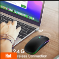 RGB Wireless Mouse - Slim & Silent 7 Colour LED Lights - Dual Mode 2.4G & Bluetooth Rechargable Portable Optical Office Mouse With USB Receiver - 3 Adjustable DPI Levels for Notebook, PC, Computer, MacBook. 
