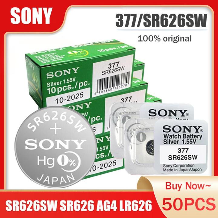 50PCS Sony 377 377A SR626SW AG4 SR626 LR66 LR626 1.55V Silver Oxide Watch Battery For LED Headphone Scale Calculator Button Cell