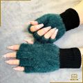 BIN-B Half Finger Gloves for Girls, Plush Fingerless Gloves in Multicolor | Good Quality & Warm Material | Women Lovely Winter Fingerless Thicken Warm Gloves-Girls Fashion Screen Fingerless Trendy woolen Gloves. 
