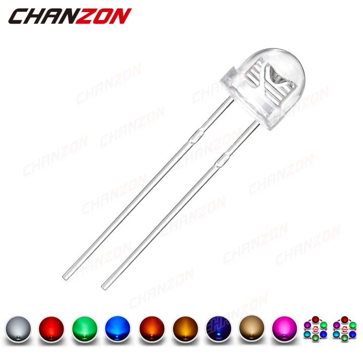 100pcs 5mm LED Diode Straw Hat Warm White Red Green Blue UV Purple