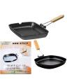 Griddle Pan, 20/24/28cm Iron Steak Frying Pan Square Grill Pan | Enamel Induction, Non-stick, Foldable, Easy Clean for Gas/Induction and Electric Hobs BBQ. 