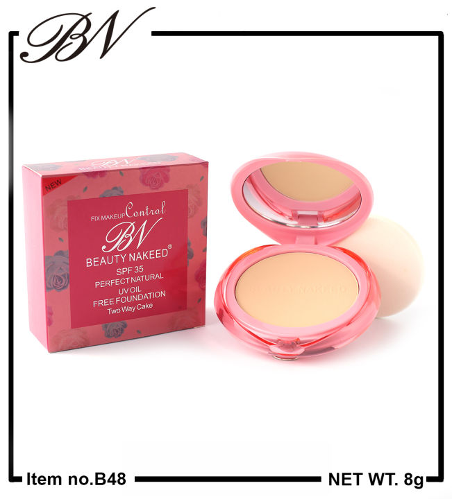 BN Beauty Nakeed FACE POWDER UV OIL FREE FOUNDATION TWO WAY CAKE SPF 35 FIX MAKEUP CANTROL PERFECT NATURAL